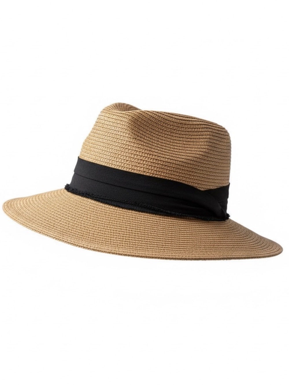 Straw Fedora Hat with Black Band